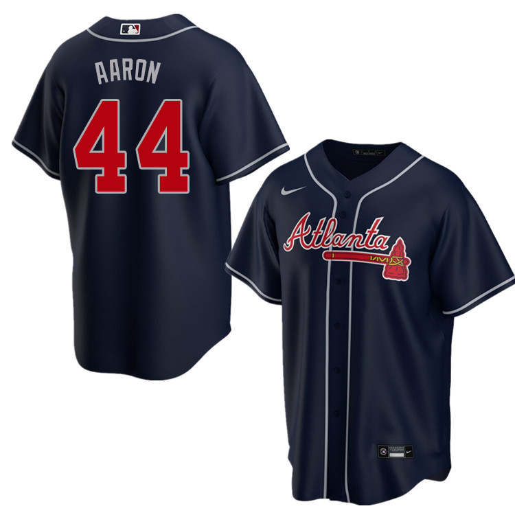 Nike Men #44 Hank Aaron Atlanta Braves Baseball Jerseys Sale-Navy